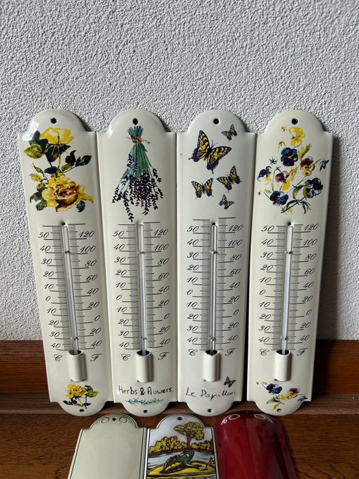 Decoratieve Thermometers - Emaille Reclame Thermometers - Emaljeskilt (7) - Dekoration - Emalje, Metal