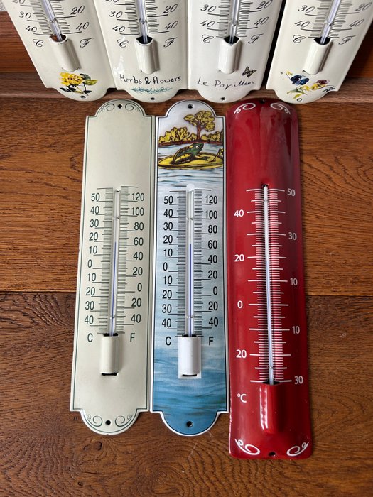 Decoratieve Thermometers - Emaille Reclame Thermometers - Emaljeskilt (7) - Dekoration - Emalje, Metal