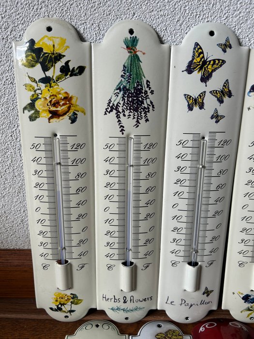 Decoratieve Thermometers - Emaille Reclame Thermometers - Emaljeskilt (7) - Dekoration - Emalje, Metal