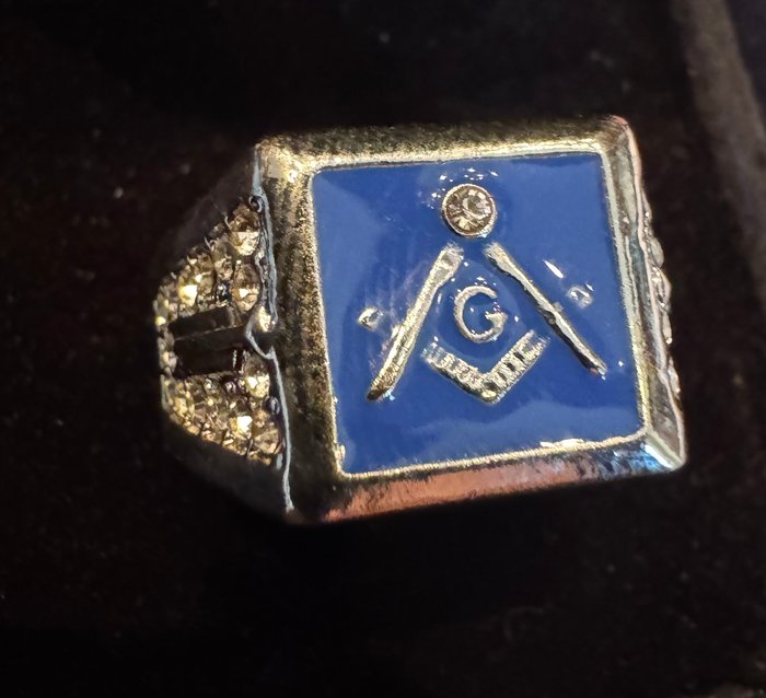 Vintage 925 sølv og Zyrcons Ring med frimurersymbol - Ring