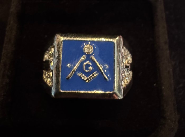 Vintage 925 sølv og Zyrcons Ring med frimurersymbol - Ring