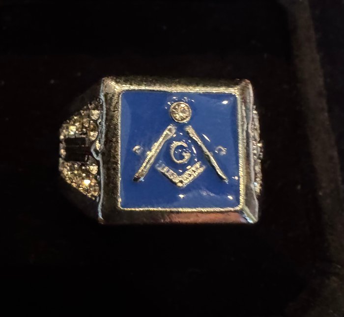 Vintage 925 sølv og Zyrcons Ring med frimurersymbol - Ring