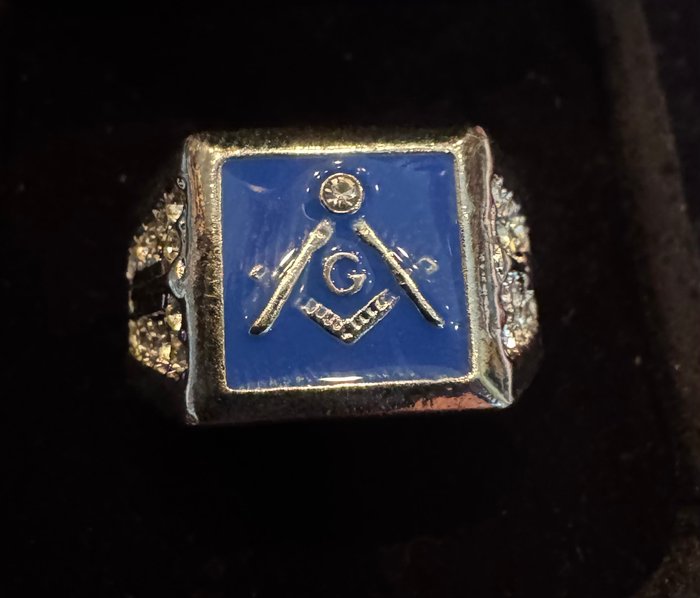 Vintage 925 sølv og Zyrcons Ring med frimurersymbol - Ring