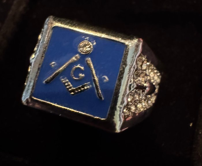 Vintage 925 sølv og Zyrcons Ring med frimurersymbol - Ring