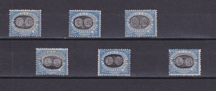 San Marino 1931 - Komplet sæt med 15 skattemærker overtrykt 1925, Sassone 32/46. MH - Sassone Serie 804