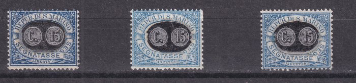 San Marino 1931 - Komplet sæt med 15 skattemærker overtrykt 1925, Sassone 32/46. MH - Sassone Serie 804