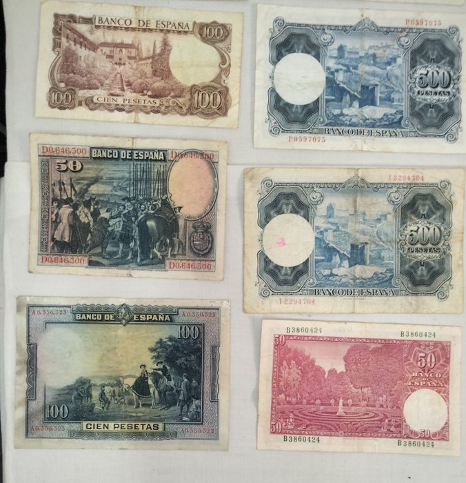 Spanien. - 34 banknotes - various dates  (Ingen mindstepris)