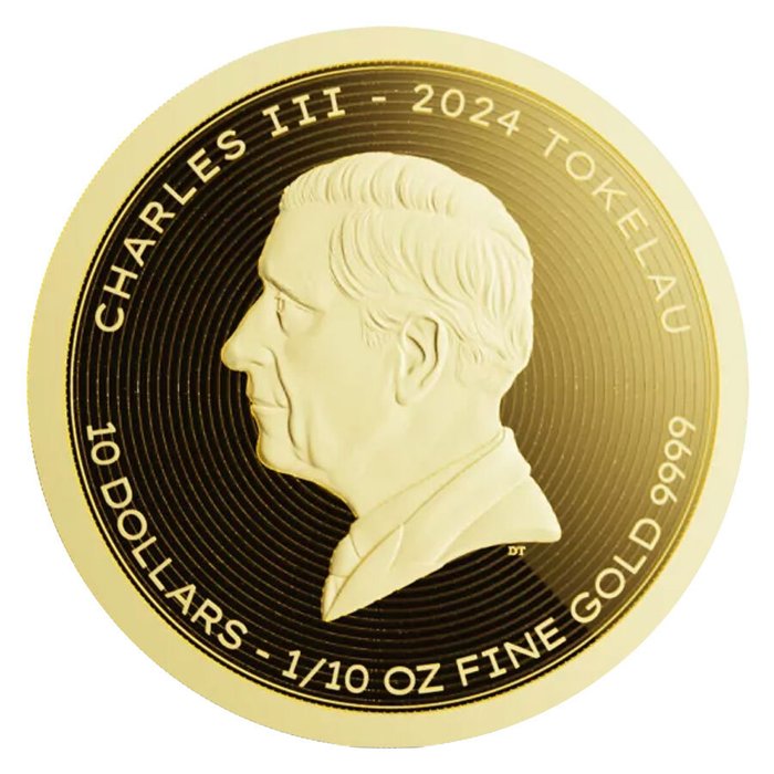 Tokelau. 2024 1/10 oz $10 NZD Vivat Humanitas Proof Gold Coin (In Capsule)