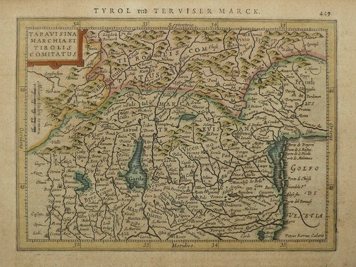 Europa - Italien / Brescia / Garda / Vicenza / Veneto / Venezia / Padova /; Jodocus Hondius - Taravisina Marchia et Tirolis Comitatus - 1621-1650