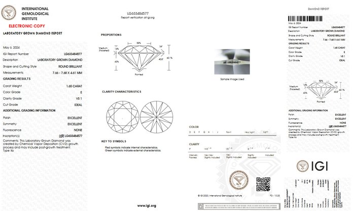 Ingen mindstepris - Ørestikkere - 14 karat Gulguld -  3.29ct. tw. Diamant (Laboratoriedyrket) - E VS1 IGI CERTIFICERT