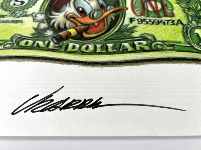 Joan Vizcarra - Scrooge McDuck in One Dollar - Fine Art Giclée - Hand Signed