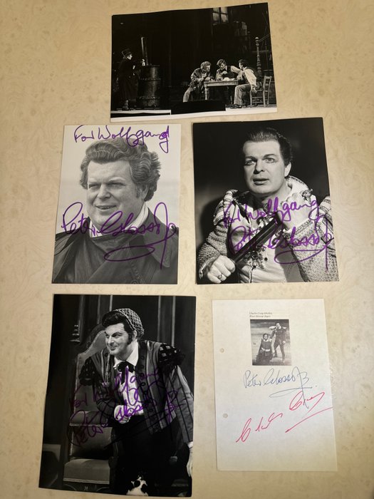 Peter Glossop (1928-2008), English bariton, Charles Craig - 3 big photos with signatures of the famous opera star, 1 photo and one other - 1974