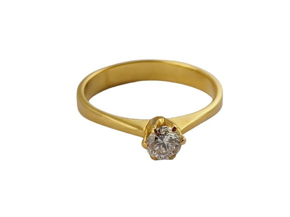 Ring - 19,2 kt. Gulguld -  0.25ct. tw. Diamant (Natur)