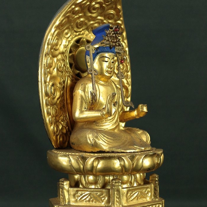 Sho Kannon 聖観音 Gilt Lacquer Wooden Buddhism Statue Sculpture - Statue Træ - Japan  (Ingen mindstepris)