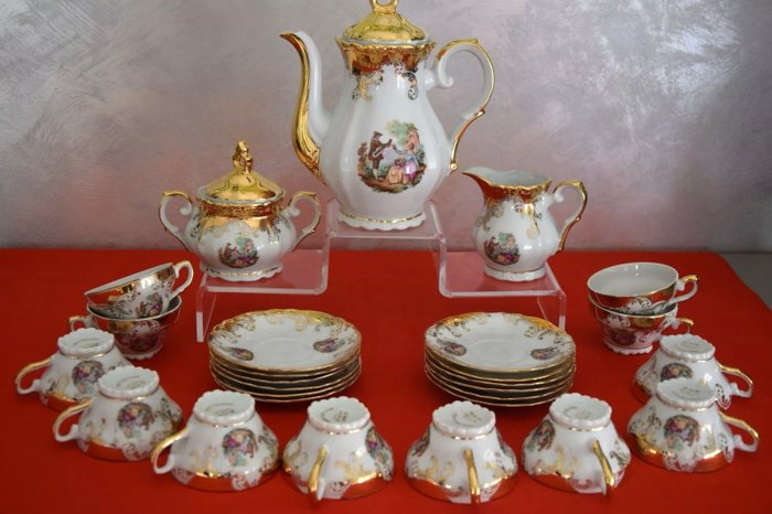 Manufactura Italiana GMP 12 personas - Bordservice (27) - Porcelæn - Fragonard - 24 karat guld