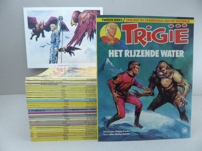 Trigië 1 t/m 35 (24x 1e druk) - Complete Oberon serie incl. prent - 35 Album - Første udgave/genoptryk - 1977/1985