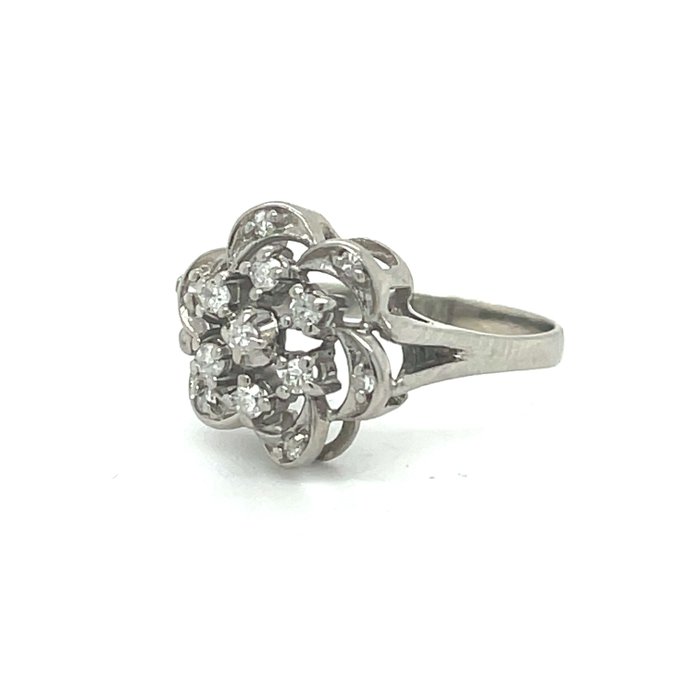 Ring - 10 kt. Hvidguld Diamant (Natur)  - Diamant