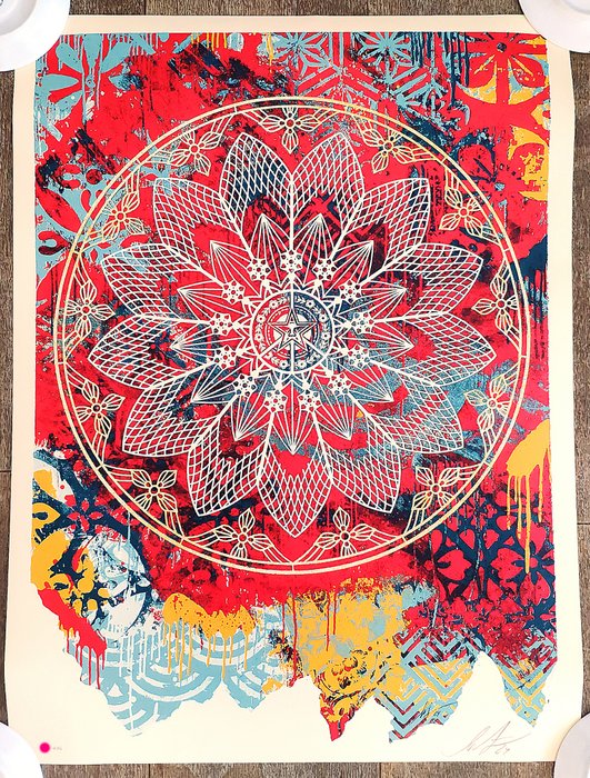 Shepard Fairey (OBEY) (1970) - Collage Peace Mandala (Red)