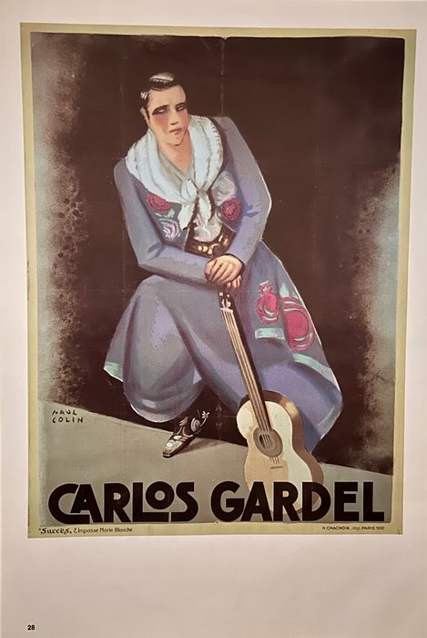 Paul Colin - Poster di Gardel di Paul Colin – Parigi – Francia - 1970‹erne