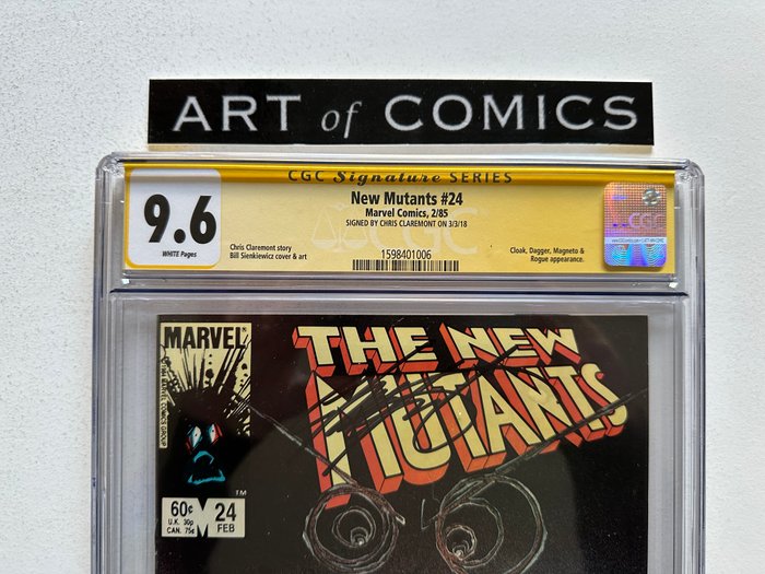 New Mutants #24 - Signed By Chris Claremont - Signature Series Graded CGC 9.6! - Extremely High Grade! - White Pages! - 1 Signed graded comic - Første udgave - 1985