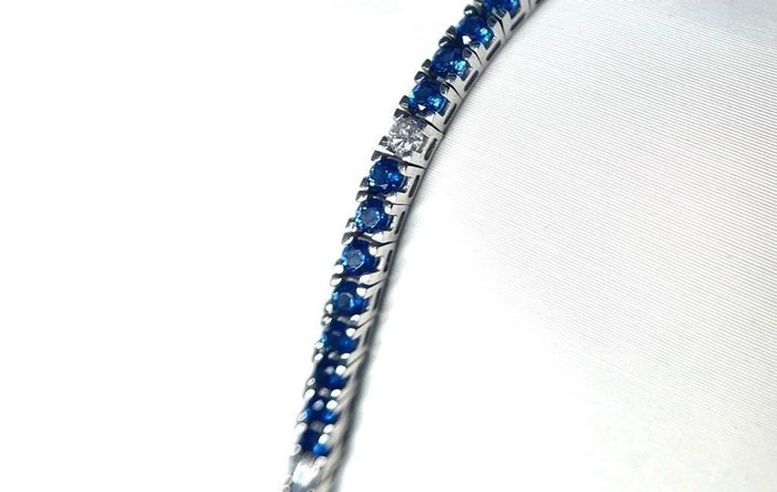 Armbånd - 18 kraat Hvidguld -  445ct tw Safir - Diamant