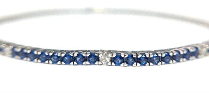 Armbånd - 18 kraat Hvidguld -  445ct tw Safir - Diamant