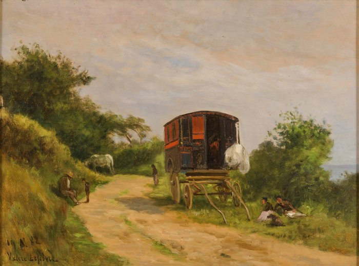 Valere Lefebvre (1840-1902) - Travellers by the road