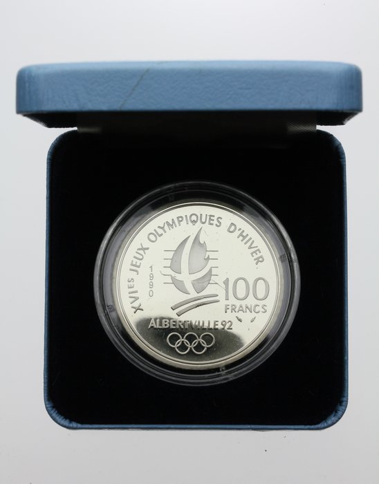 Frankrig. 100 Francs 1990 "Jeux Olympiques d'hiver" Ski acrobatique, Proof  (Ingen mindstepris)