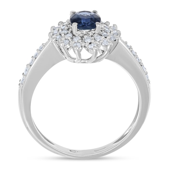 Ring - 18 kraat Hvidguld -  1.68ct. tw. Safir - Diamant