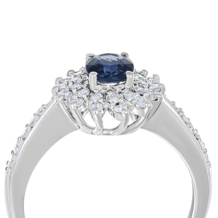 Ring - 18 kraat Hvidguld -  1.68ct. tw. Safir - Diamant