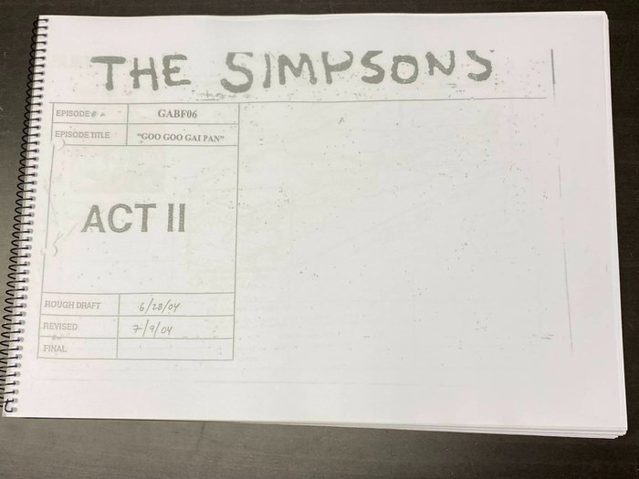 The Simpsons - 1 Storyboard af 'Goo Goo Gai Pan' - Akt II - 2004 (88 sider) - Pap, stor størrelse (medarbejderkopi)