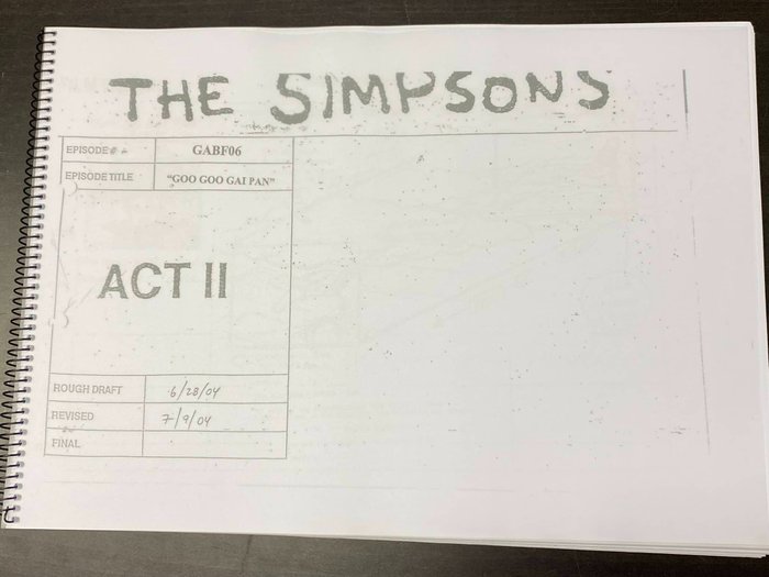 The Simpsons - 1 Storyboard af 'Goo Goo Gai Pan' - Akt II - 2004 (88 sider) - Pap, stor størrelse (medarbejderkopi)