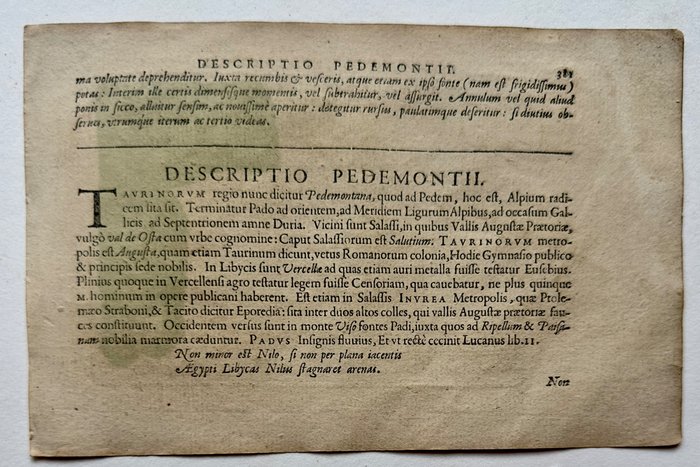 Italien - Piemonte; P. Bertius - Pedemontii Deseriptio - 1601-1620