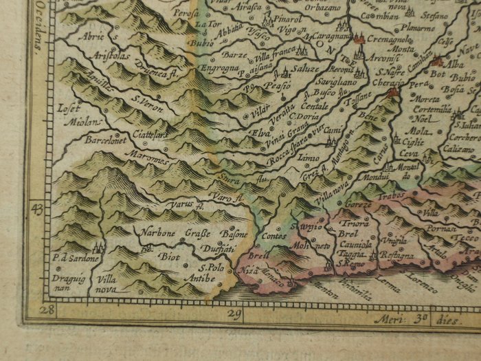 Europa - Italien / Milano / Torino / Genova / Piemonte; Jodocus Hondius - Pedemontana regio cum Genuensium territorio - 1621-1650