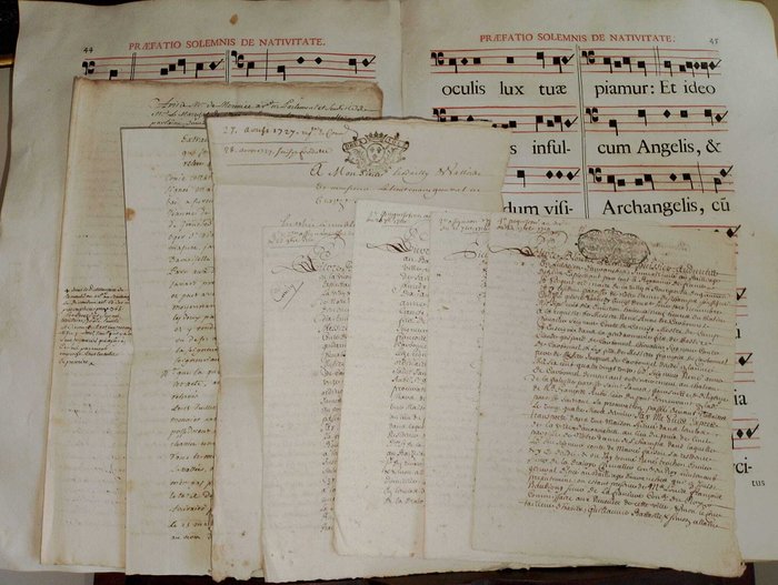 Vari - Lot with 7 manuscrits Français XVIII siècle Caen Soissons France - 1710