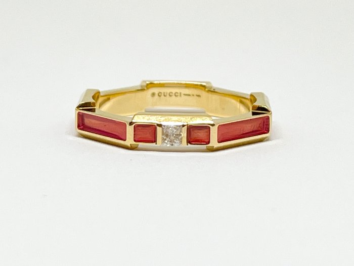 Gucci - Ring - Link 2 Love Diamond  Enamel - 18 kraat Gulguld