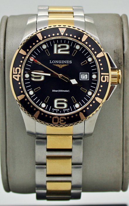 Longines - Hydro Conquest 30B Black Two Tone Dial with BoxPaper - L3.640.3 - Mænd - 1990-1999