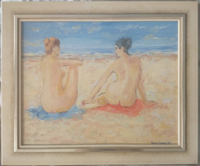 Ben Hosman (1919-2007) - Twee naakten op het strand