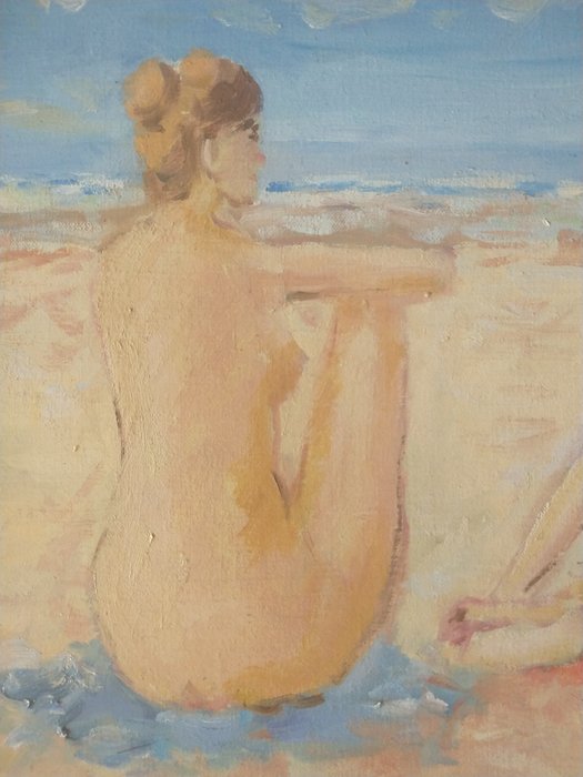 Ben Hosman (1919-2007) - Twee naakten op het strand