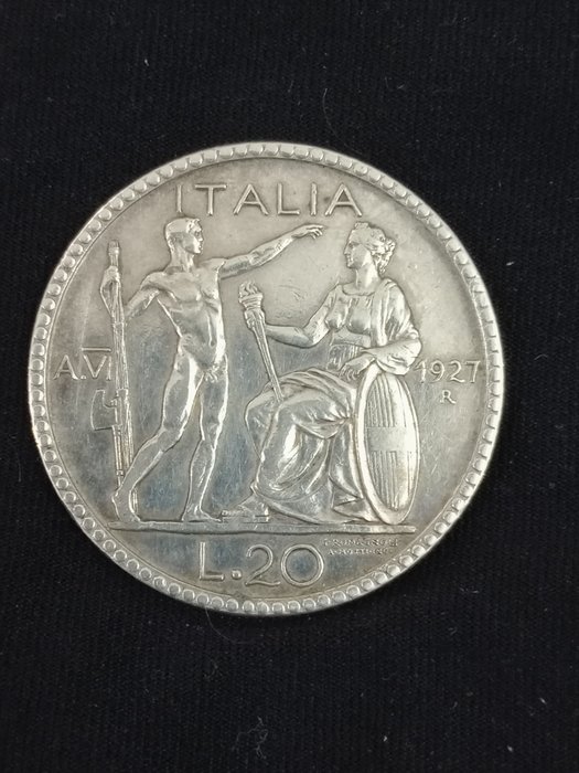 Italien 20 Lire 1927 "Littore"  (Ingen mindstepris)