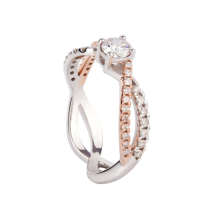 Ring - 14 karat Hvidguld -  0.77ct. tw. - Diamant