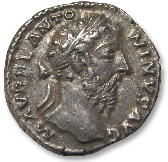 Romarriket. Marcus Aurelius (AD 161-180). Denarius Rome mint circa 179 A.D. - TR P XXXIII IMP X COS III P P, Mars - sharp strike, full weight