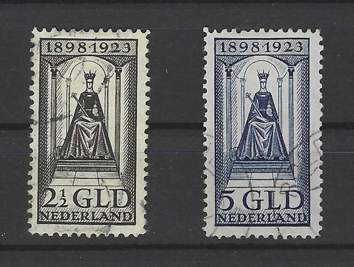 Holland 1923 - 25 års jubilæum for dronning Wilhelminas regeringstid - NVPH 130 + 131