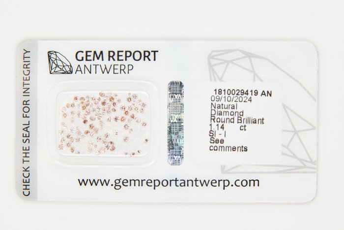 Ingen mindstepris - 97 pcs Diamant  (Natur)  - 1.14 ct - Rund - I1, I2, I3, SI1, SI2 - Gem Report Antwerp (GRA) - INGEN RESERVEPRIS