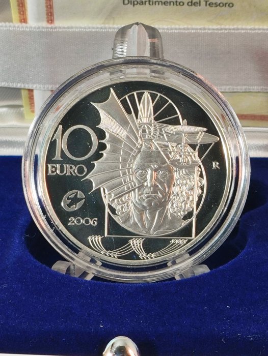 Italien. 10 Euro 2006 "Leonardo da Vinci" Proof  (Ingen mindstepris)