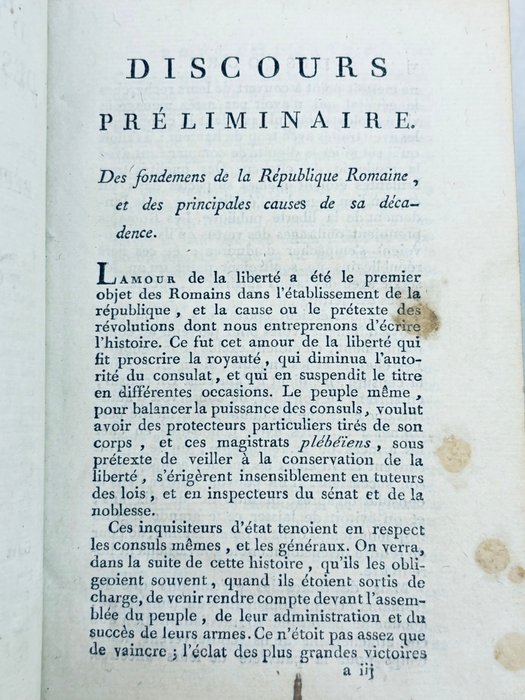 Abbé Vertot - Histoire des Révolutions arrivées dans le Gouvernement de République romaine - 1795