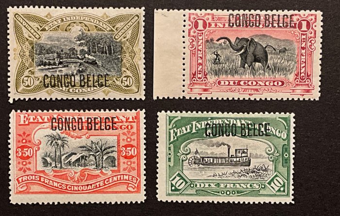 Belgisk Congo 1909 - Udgave Mols "Etat Independant" - "Typografisk tryk" - Komplet serie - OBP 40/49