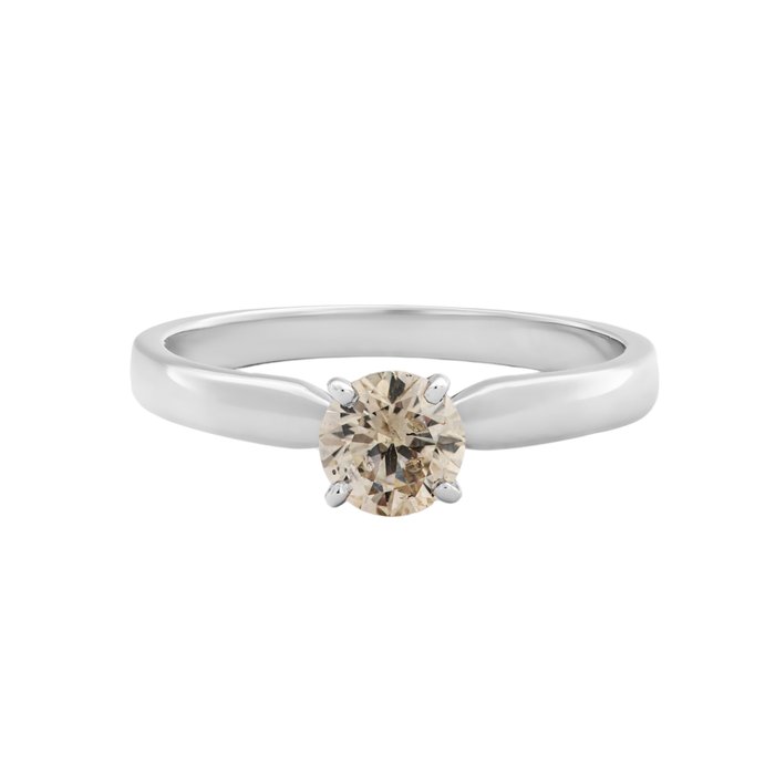 Ingen mindstepris - Ring - 14 karat Hvidguld -  0.47ct. tw. Brun Diamant (Naturfarvet)