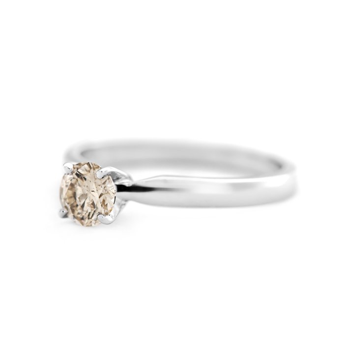 Ingen mindstepris - Ring - 14 karat Hvidguld -  0.47ct. tw. Brun Diamant (Naturfarvet)