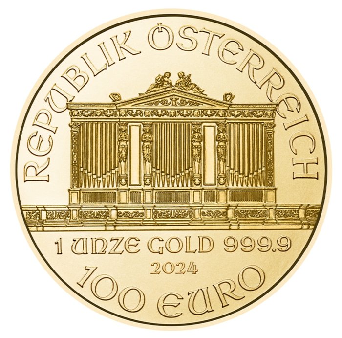 Østrig. 100 Euro 2024 Wiener Philharmoniker, 1 Oz (.999)